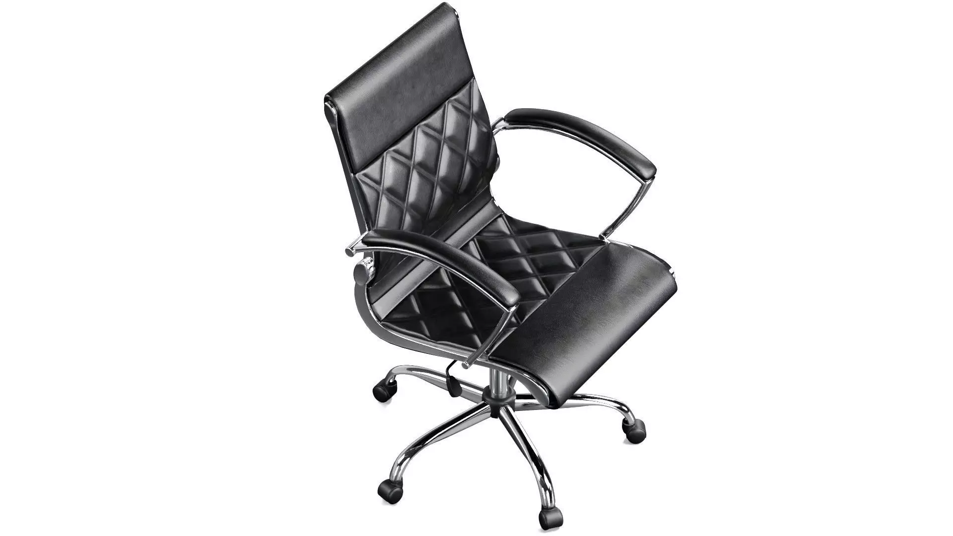 Swivel Office Chair with Chrome Base and Arms 3D model_2