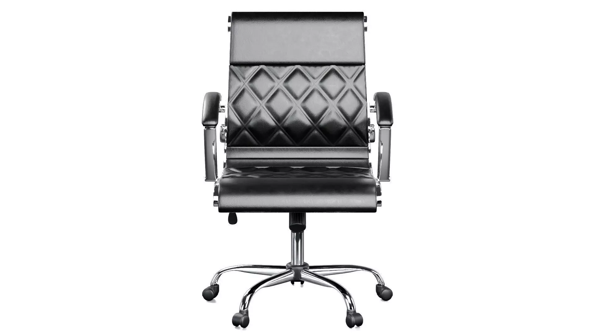 Swivel Office Chair with Chrome Base and Arms 3D model_0