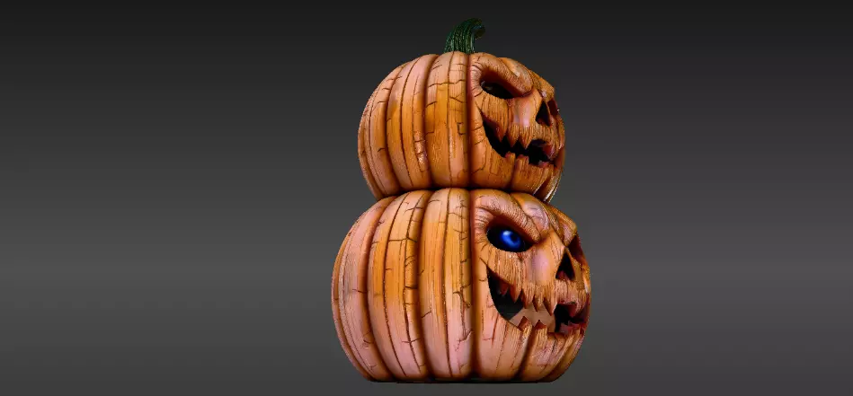 Pumpkin Sculpture 3D Model Two Joint Halloween Decor Print-Ready 3D print model_9