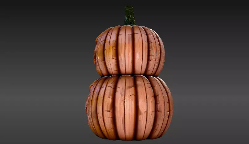 Pumpkin Sculpture 3D Model Two Joint Halloween Decor Print-Ready 3D print model_5