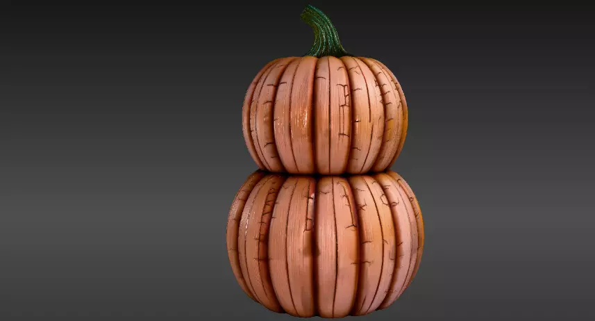 Pumpkin Sculpture 3D Model Two Joint Halloween Decor Print-Ready 3D print model_6
