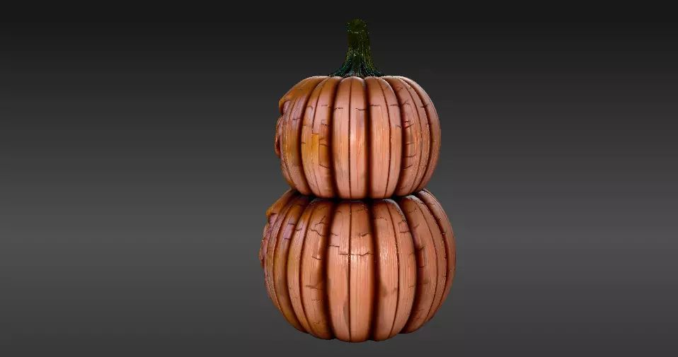 Pumpkin Sculpture 3D Model Two Joint Halloween Decor Print-Ready 3D print model_2