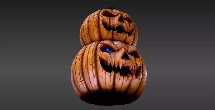 Pumpkin Sculpture 3D Model Two Joint Halloween Decor Print-Ready 3D print model_10