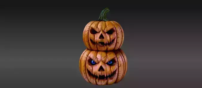 Pumpkin Sculpture 3D Model Two Joint Halloween Decor Print-Ready 3D print model