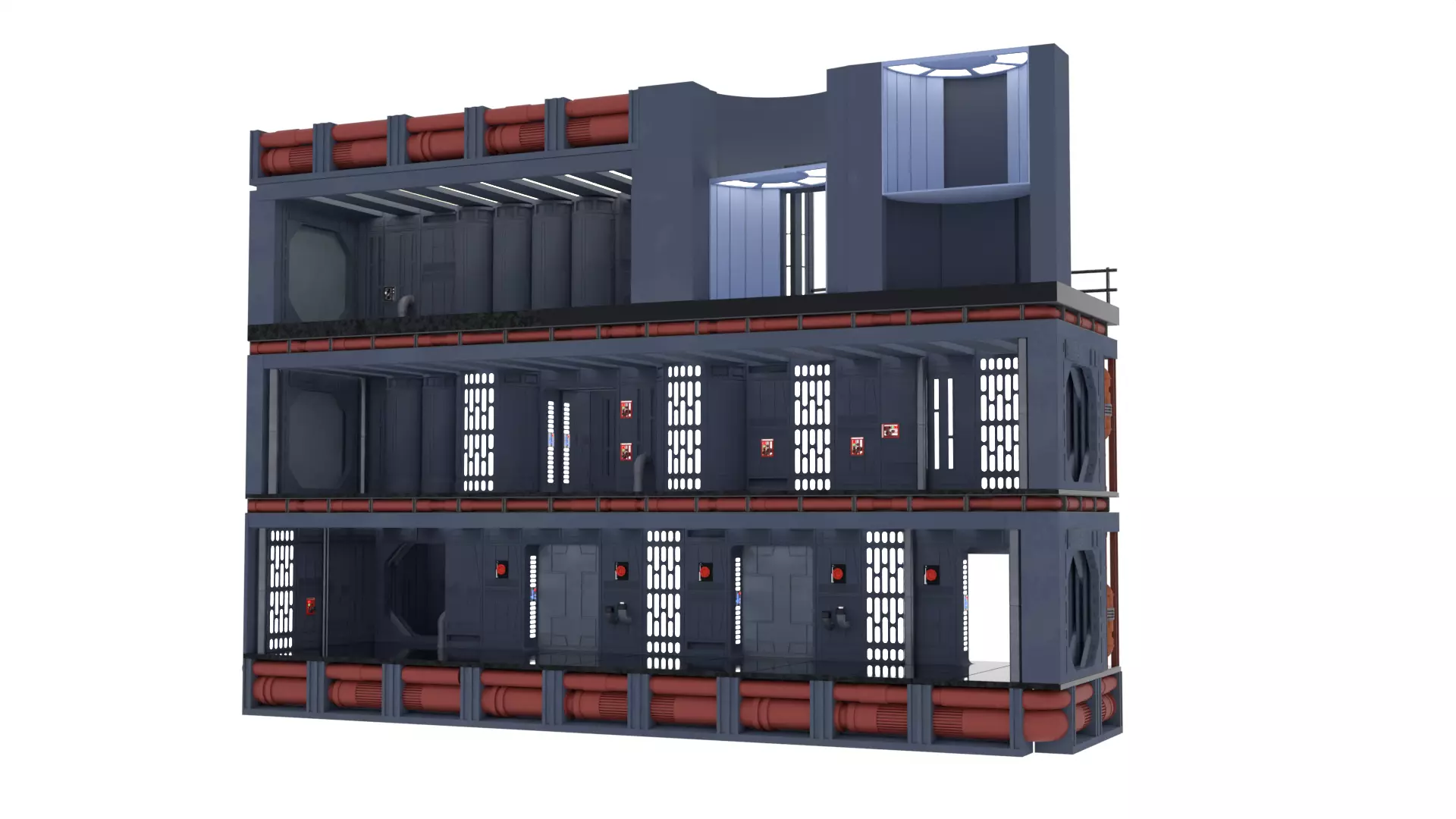 Set 2 - Death Star Shaft 1-12 Scale 3D Model Collection_37