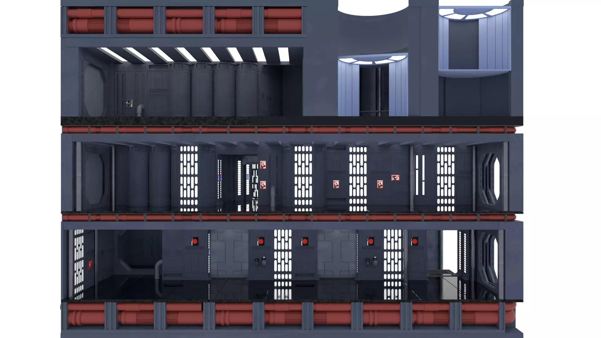 Set 2 - Death Star Shaft 1-12 Scale 3D Model Collection_8