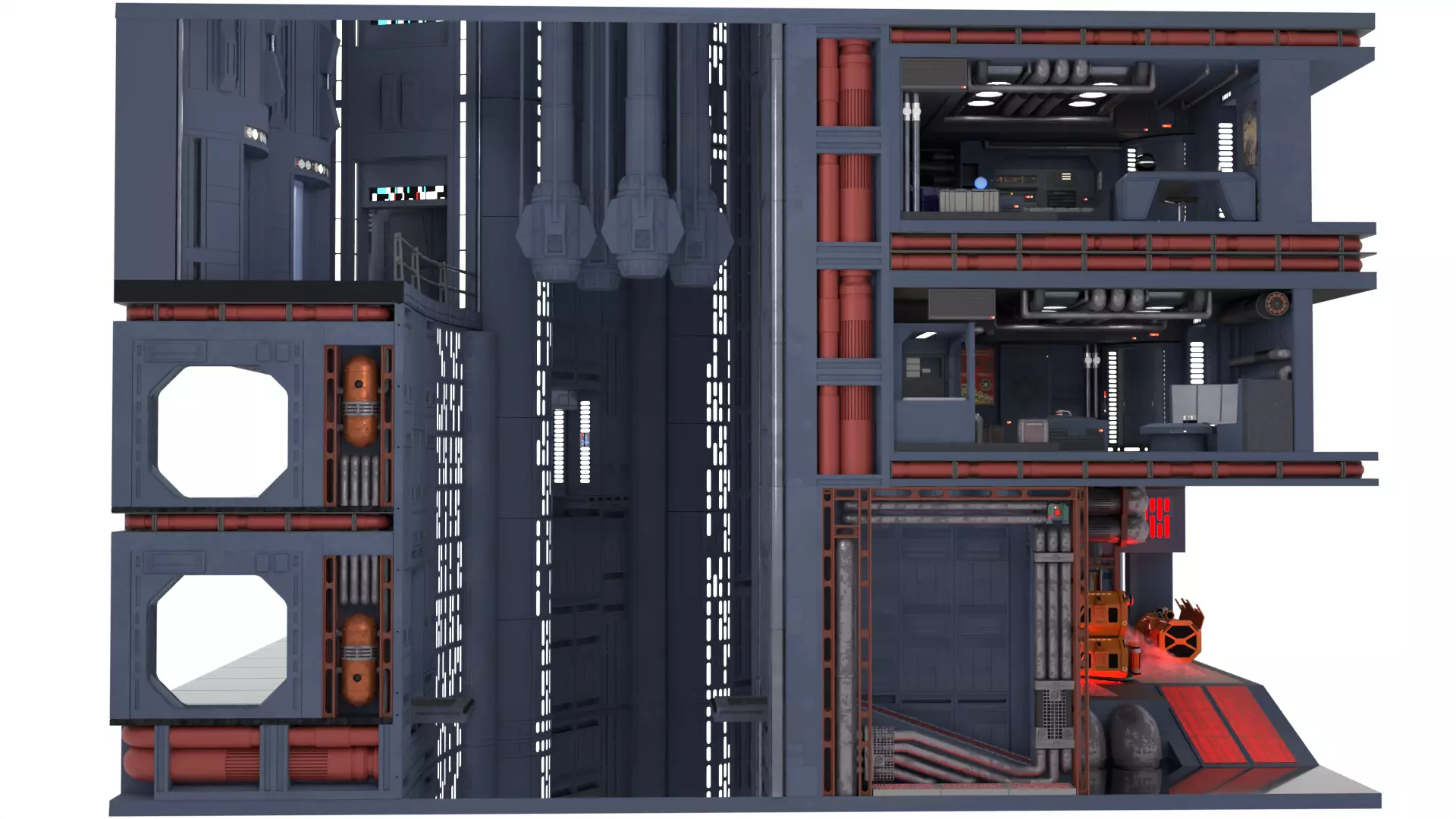 Set 2 - Death Star Shaft 1-12 Scale 3D Model Collection_93