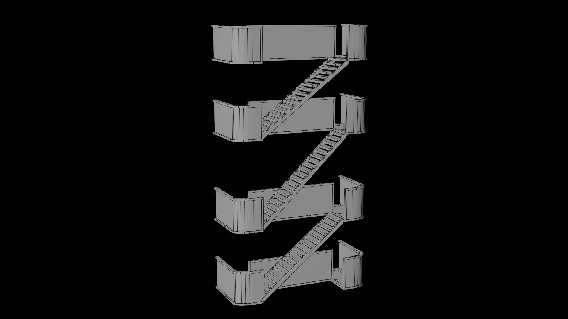 metal stair Free low-poly 3D model_0