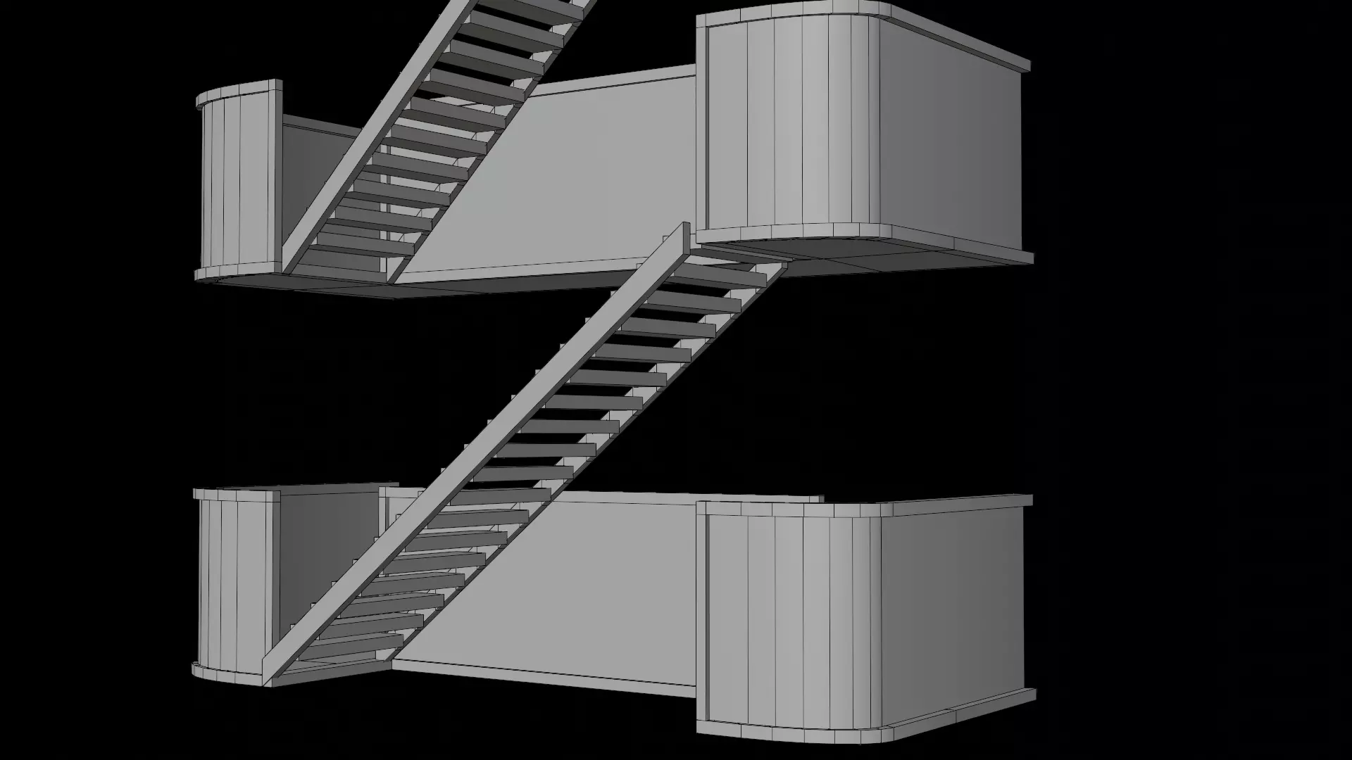 metal stair Free low-poly 3D model_3