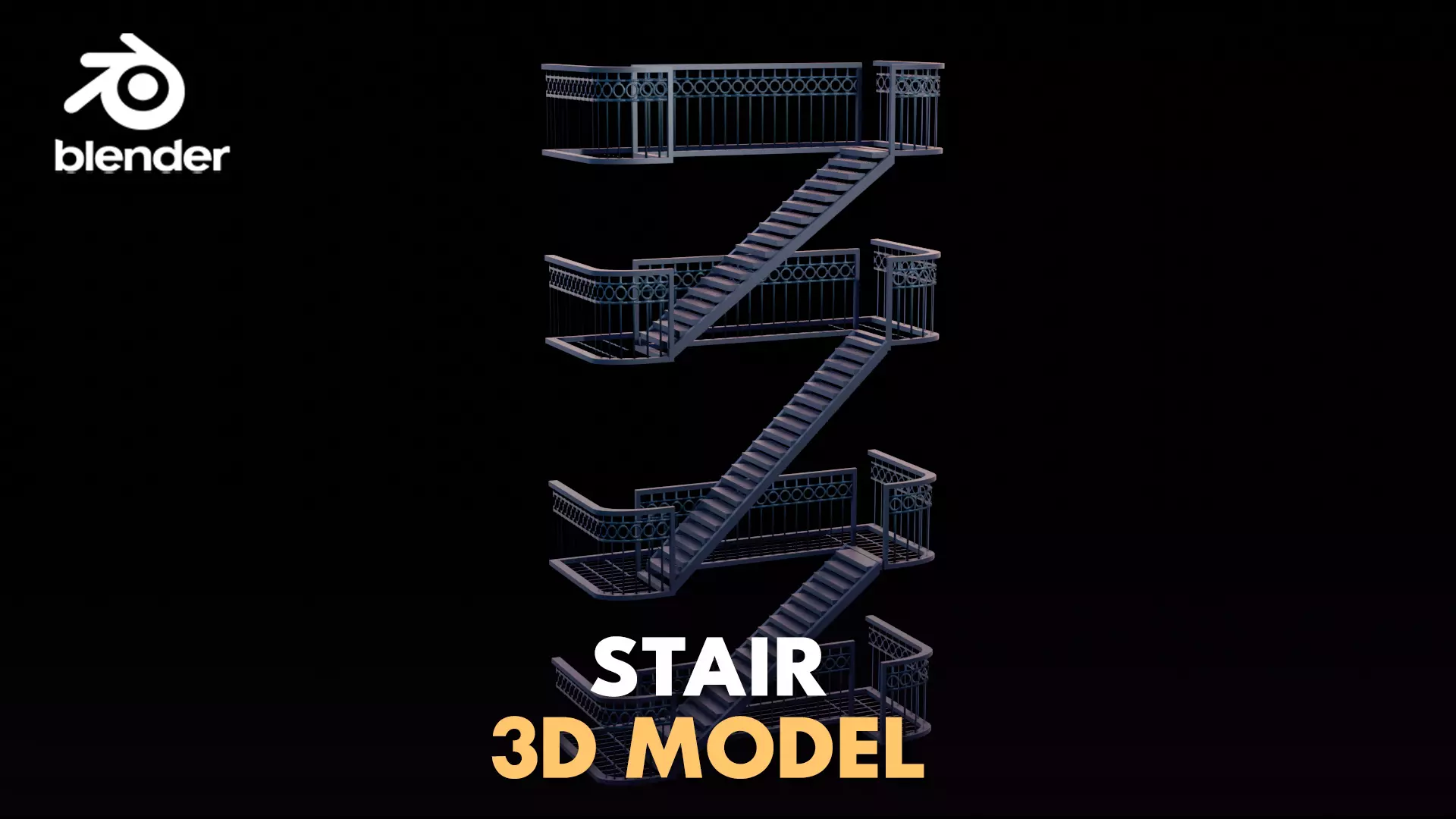 metal stair Free low-poly 3D model_4