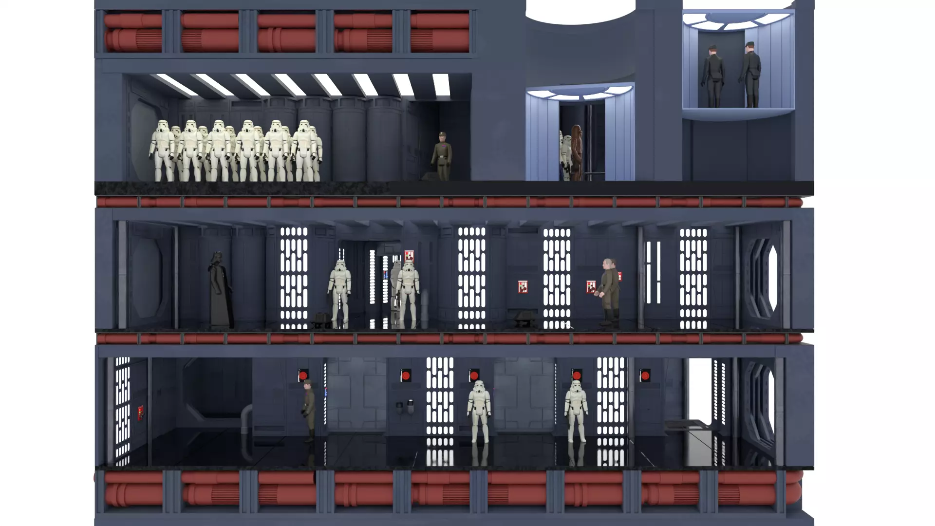 Set 2 - Death Star Shaft 1-18 Scale 3D Model Collection_8