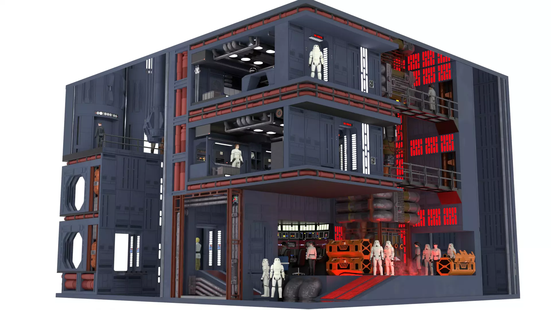 Set 2 - Death Star Shaft 1-18 Scale 3D Model Collection_12