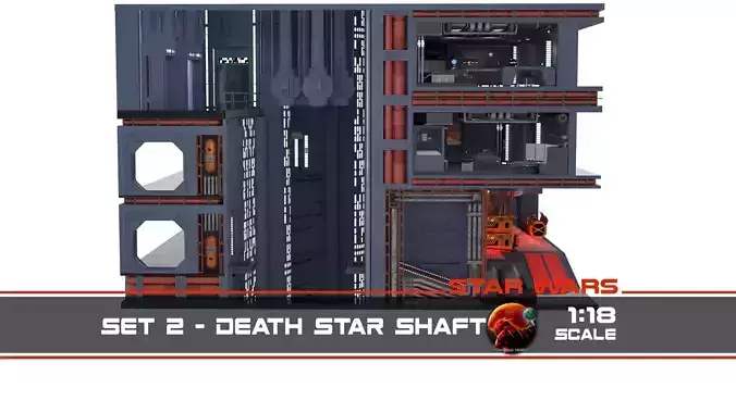 Set 2 - Death Star Shaft 1-18 Scale 3D Model Collection