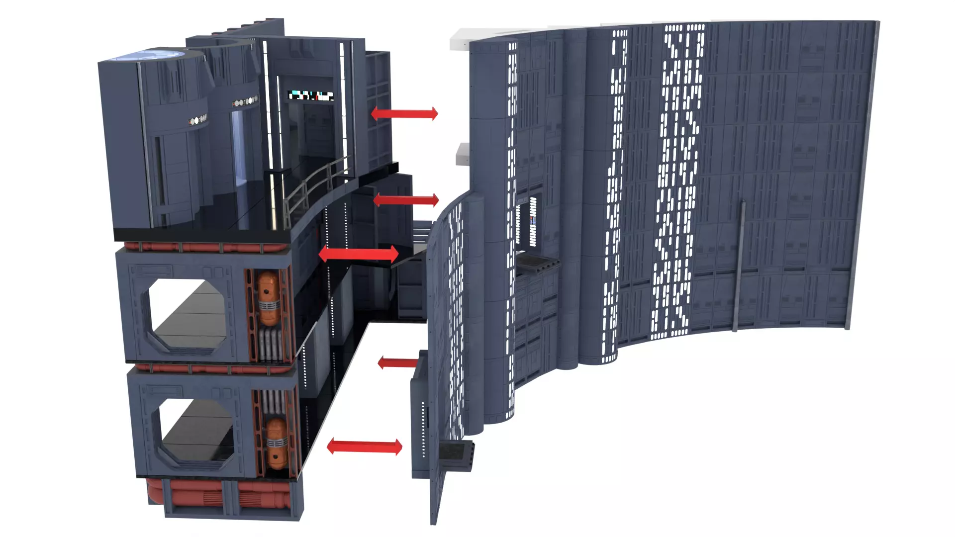 Set 2 - Death Star Shaft 1-18 Scale 3D Model Collection_55