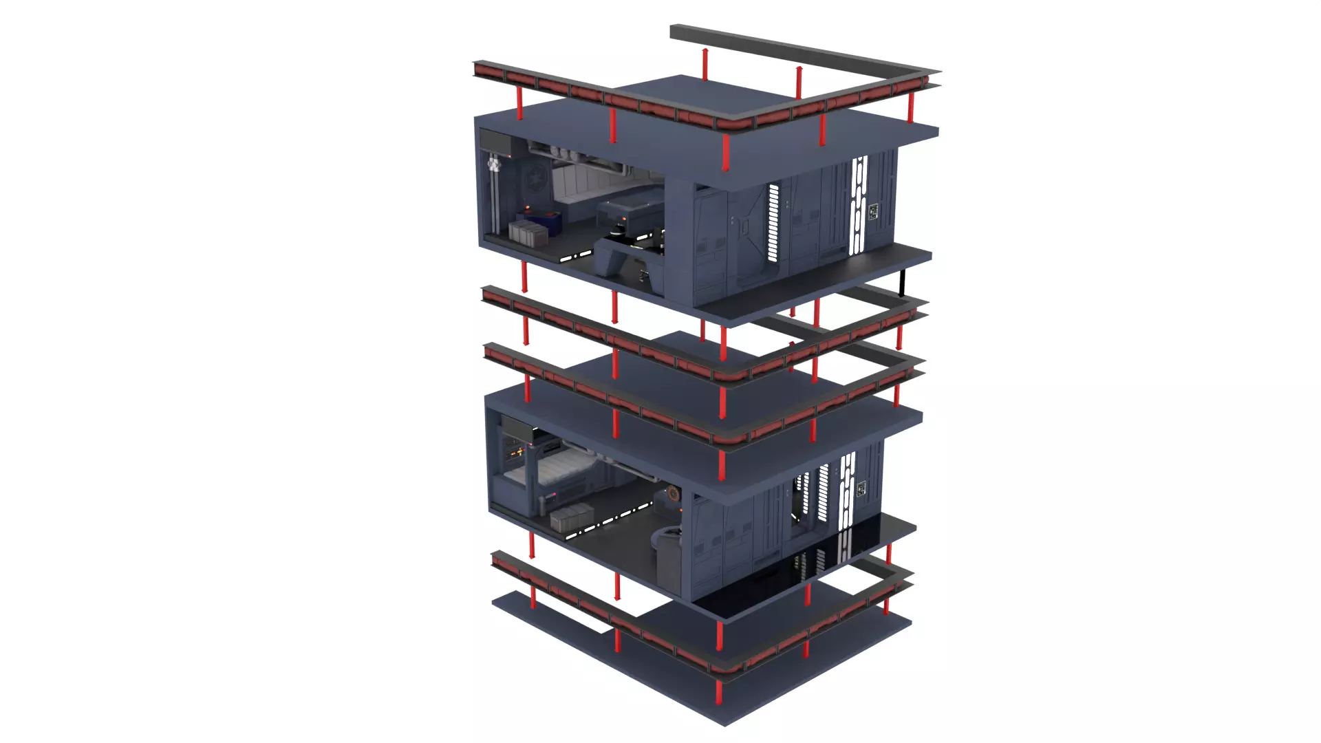 Set 2 - Death Star Shaft 1-18 Scale 3D Model Collection_71