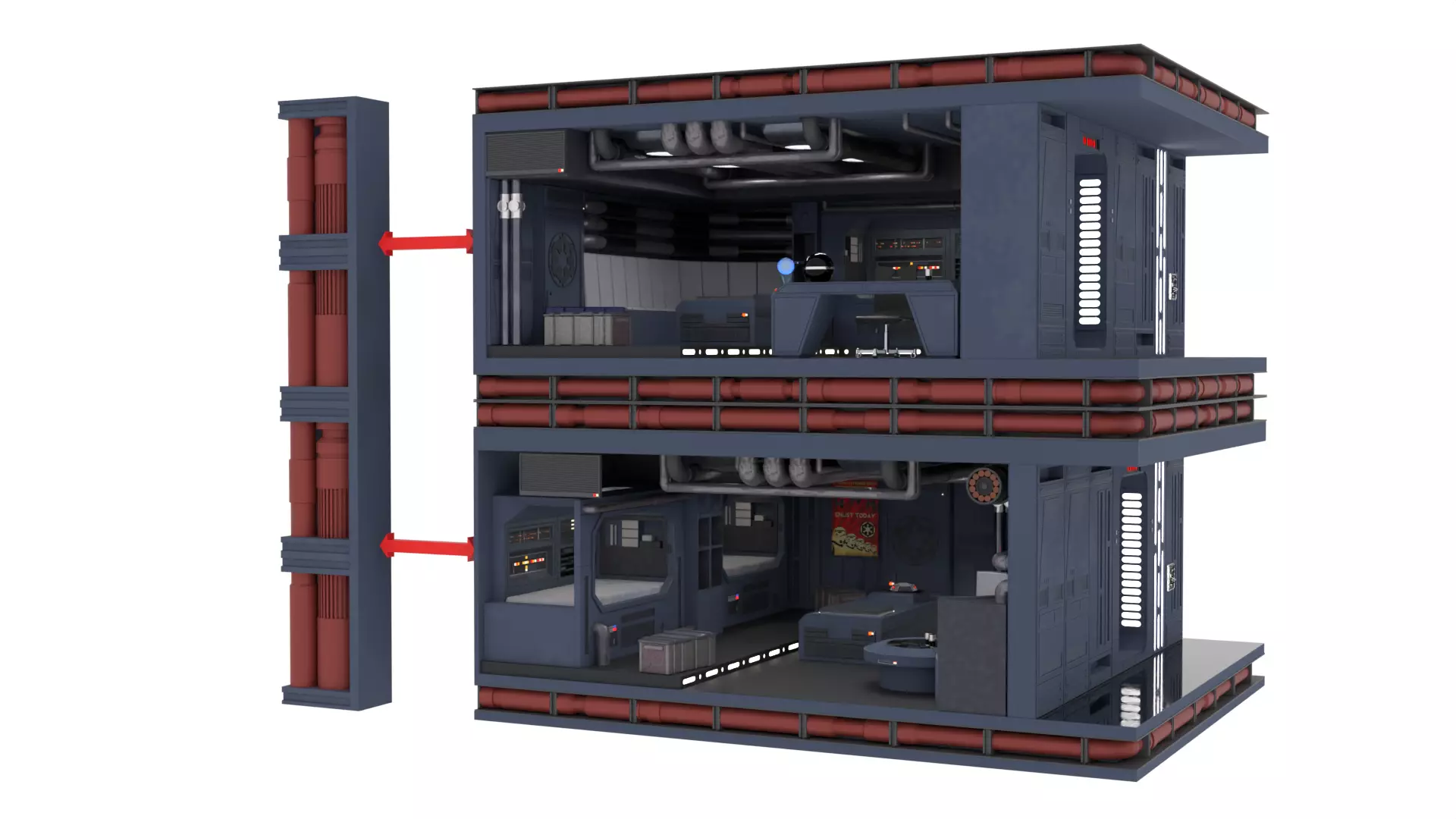 Set 2 - Death Star Shaft 1-18 Scale 3D Model Collection_70