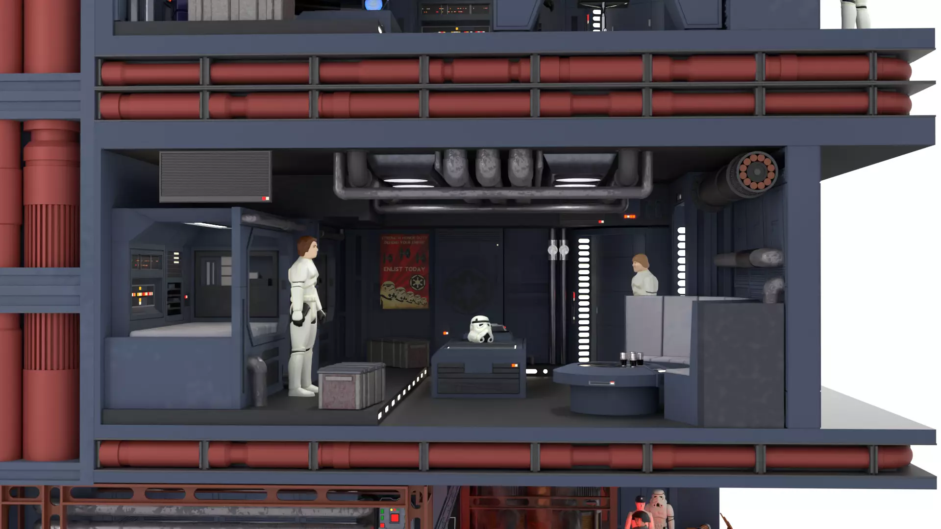 Set 2 - Death Star Shaft 1-18 Scale 3D Model Collection_10