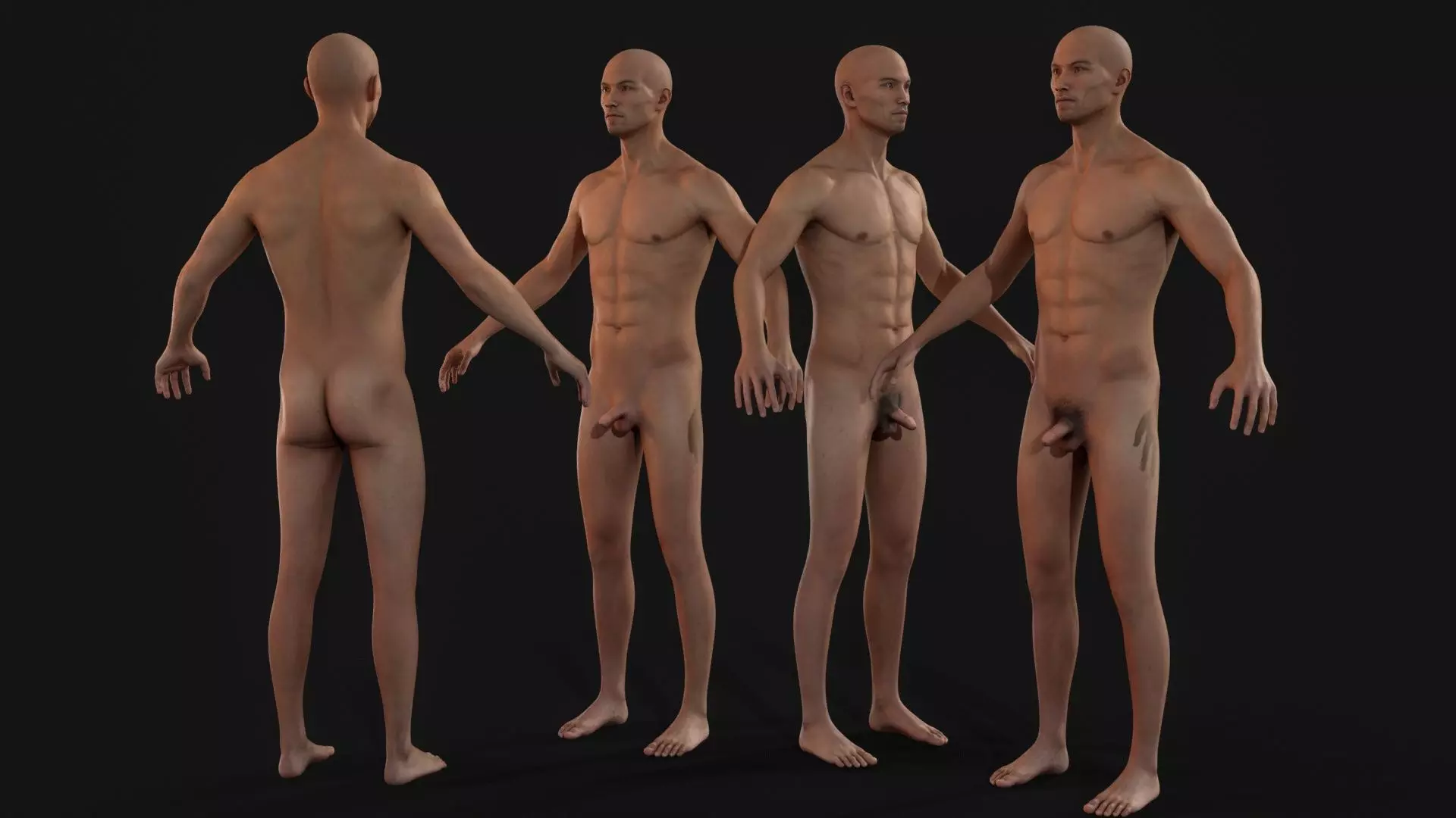 Low-poly model of the character ManAsianNude Low-poly 3D model_2