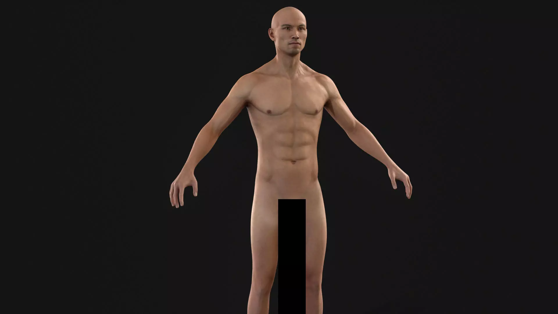 Low-poly model of the character ManAsianNude Low-poly 3D model_0