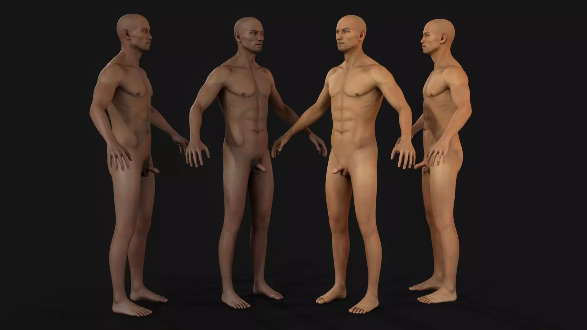 Low-poly model of the character ManAsianNude Low-poly 3D model_5