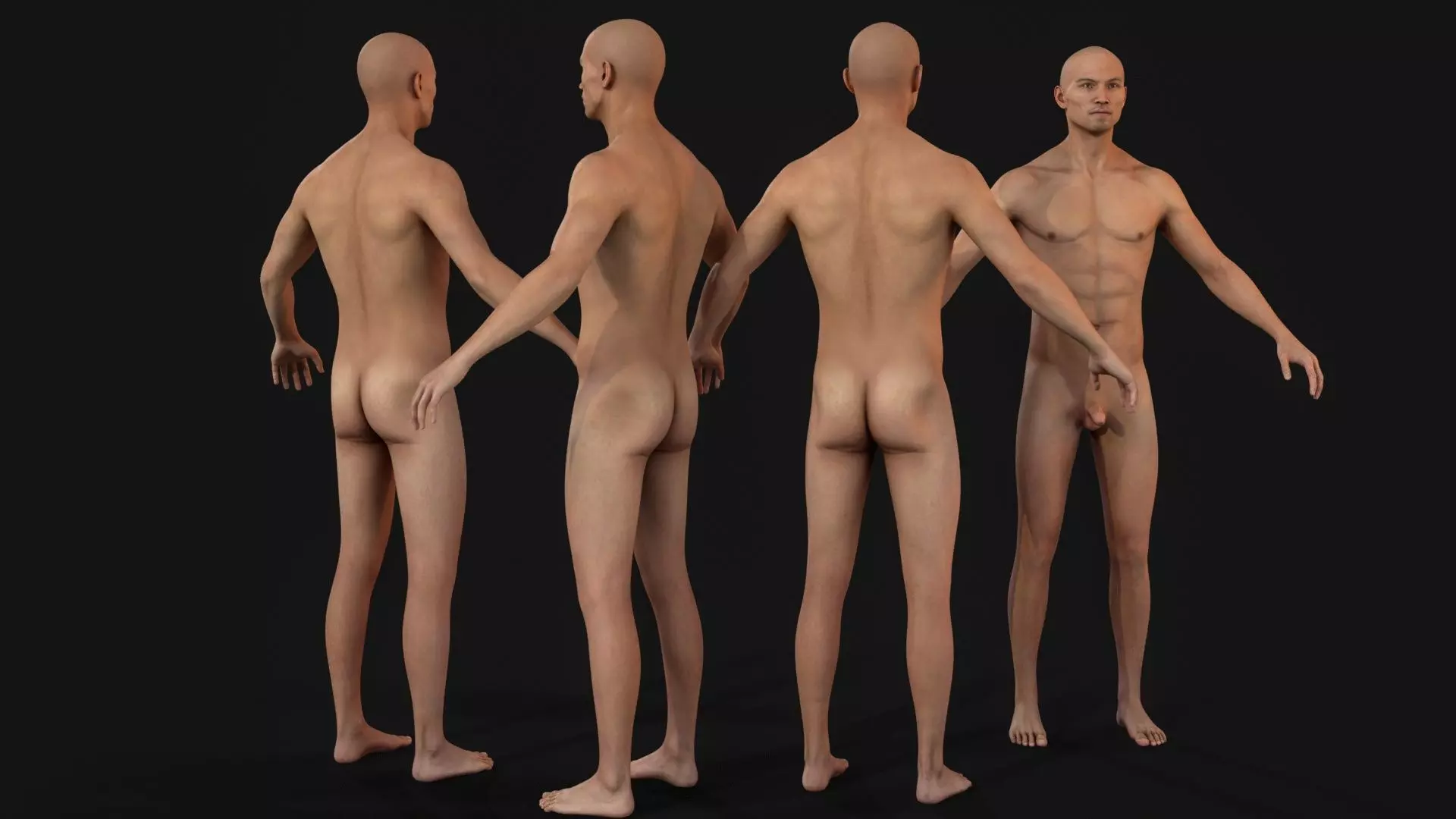 Low-poly model of the character ManAsianNude Low-poly 3D model_3