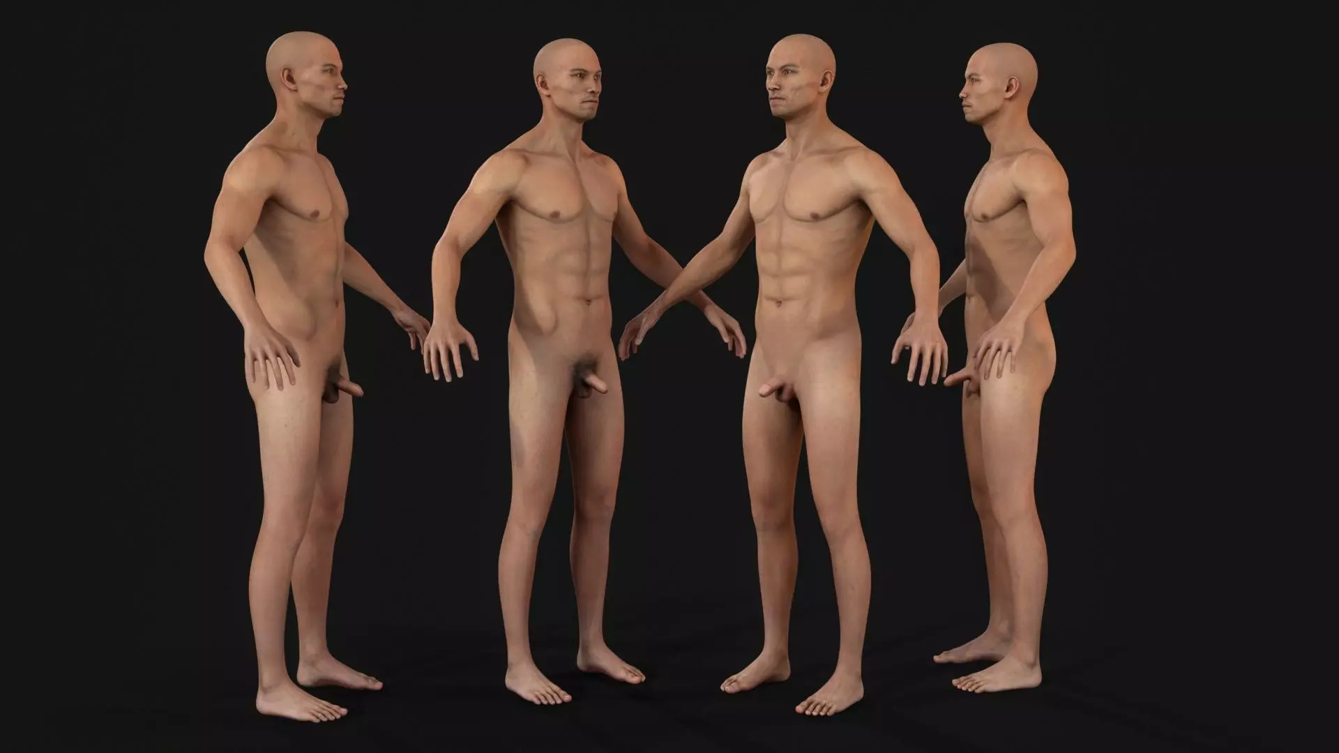 Low-poly model of the character ManAsianNude Low-poly 3D model_4