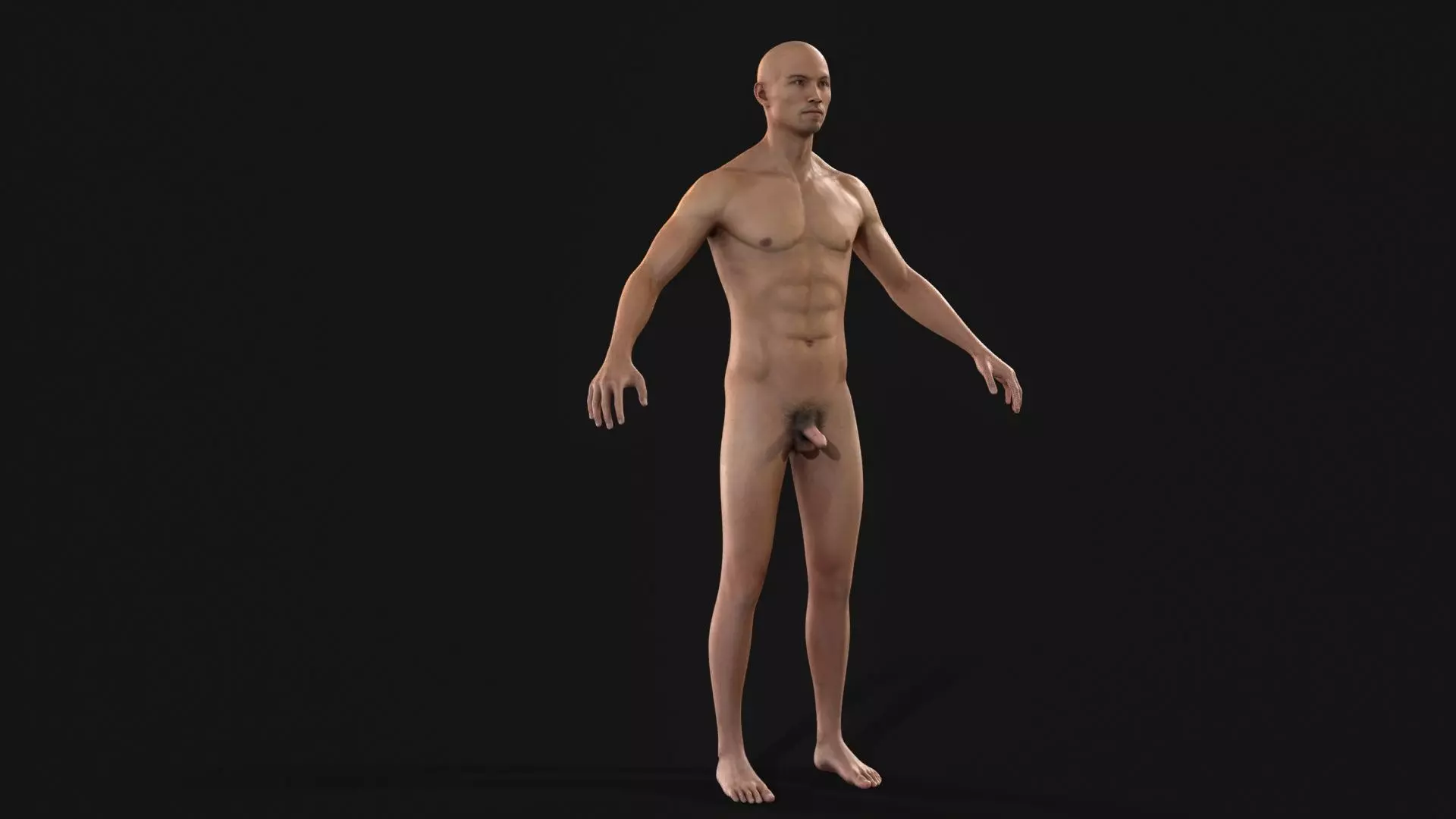 Low-poly model of the character ManAsianNude Low-poly 3D model_8
