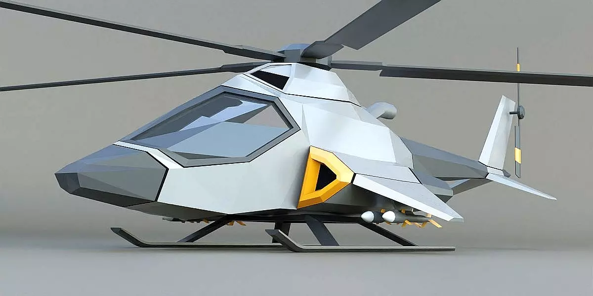 Lowpoly military helicopter Free 3D model_0
