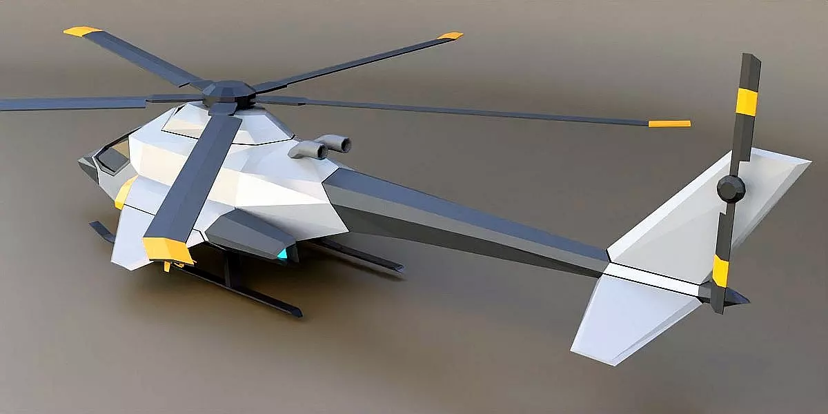 Lowpoly military helicopter Free 3D model_3