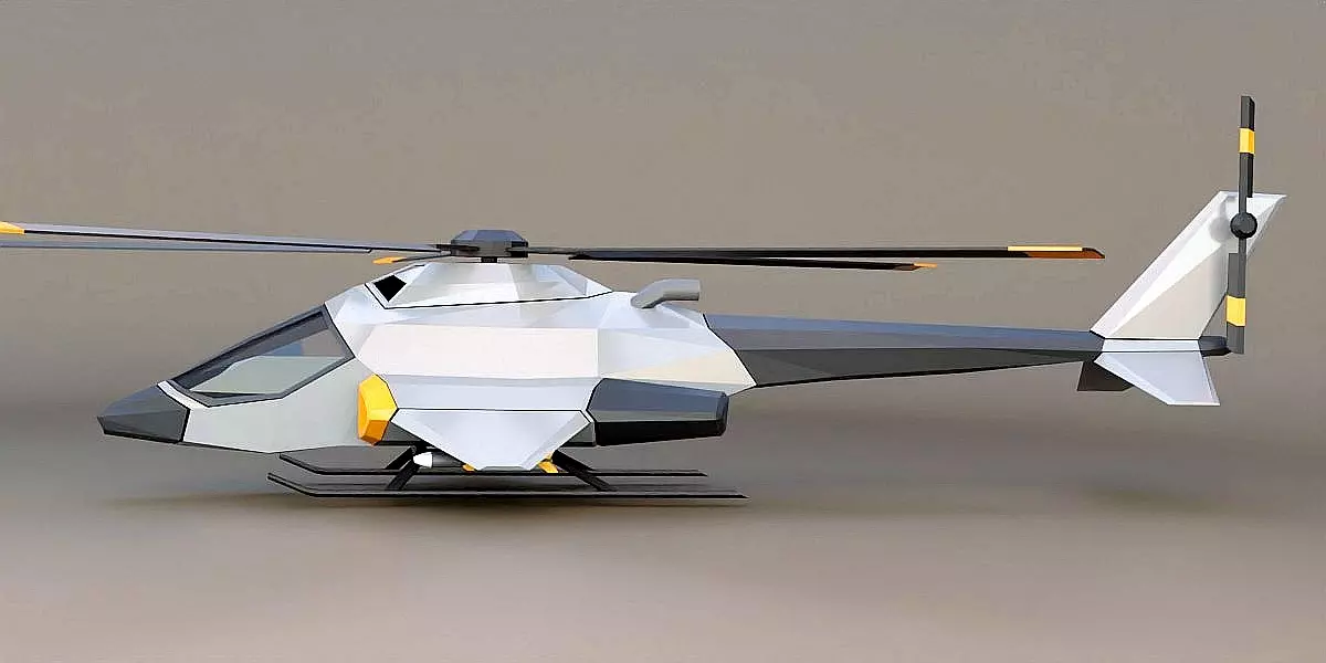 Lowpoly military helicopter Free 3D model_2