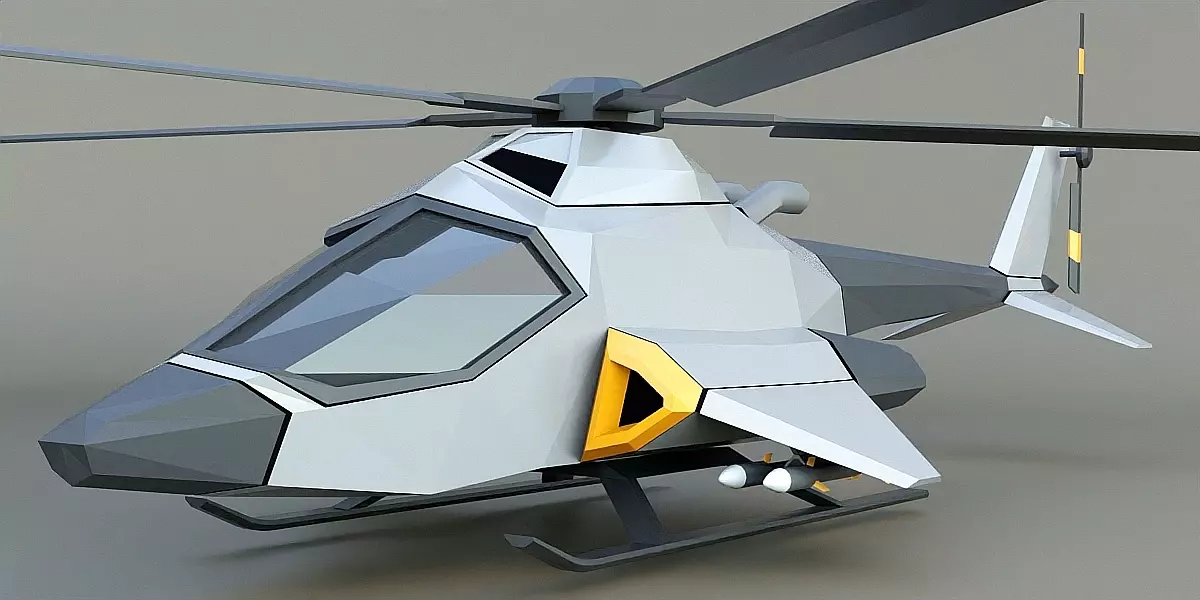 Lowpoly military helicopter Free 3D model_1