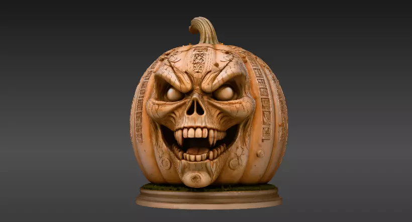 Ancient Cursed Pumpkin 3D Model Halloween Horror Print-Ready 3D print model_8