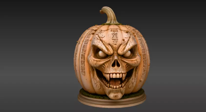 Ancient Cursed Pumpkin 3D Model Halloween Horror Print-Ready 3D print model_4