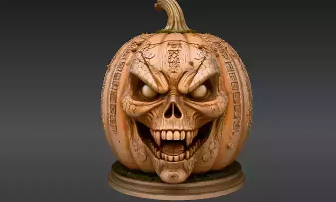 Ancient Cursed Pumpkin 3D Model Halloween Horror Print-Ready 3D print model