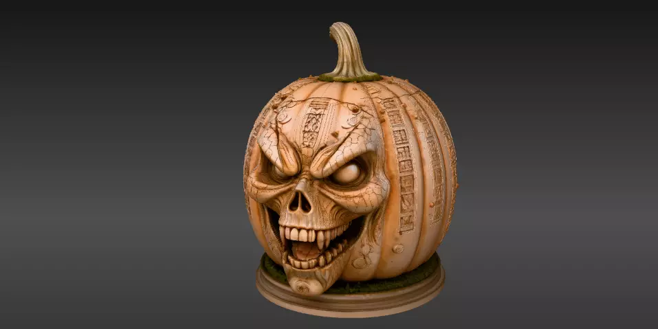 Ancient Cursed Pumpkin 3D Model Halloween Horror Print-Ready 3D print model_2