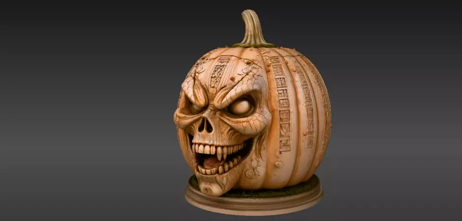Ancient Cursed Pumpkin 3D Model Halloween Horror Print-Ready 3D print model_9