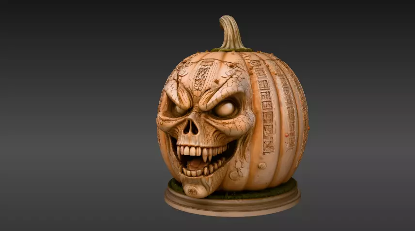 Ancient Cursed Pumpkin 3D Model Halloween Horror Print-Ready 3D print model_5