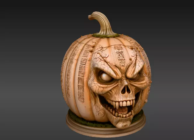 Ancient Cursed Pumpkin 3D Model Halloween Horror Print-Ready 3D print model_1