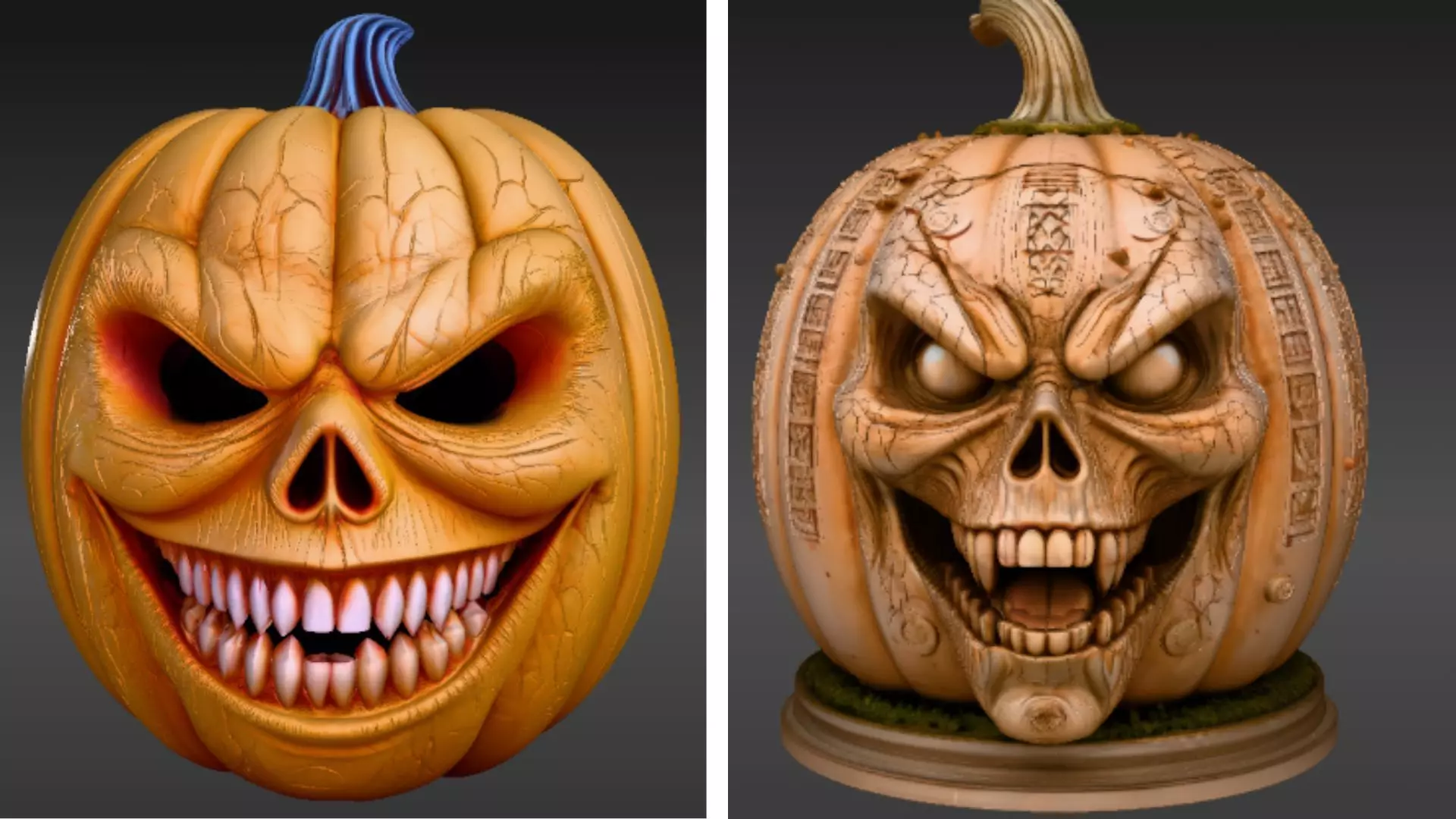 Halloween Horror Pumpkin Face Two Model Pack 3D model