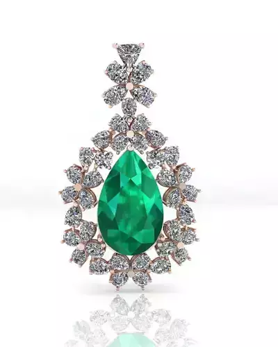 pear emerald high jewelry pendant