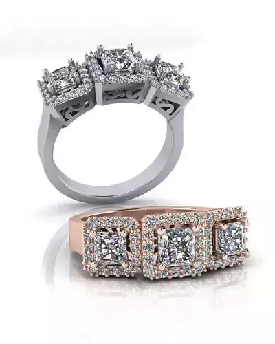 3 emerald halo engagement jewelry ring 