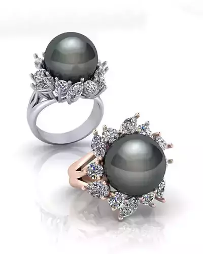 pearl halo high jewelry ring