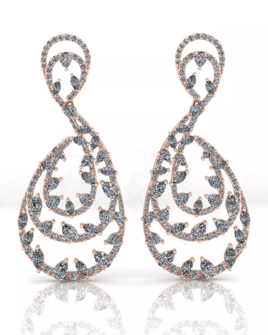 marquise and pear high jewelry earring 3D print model_0