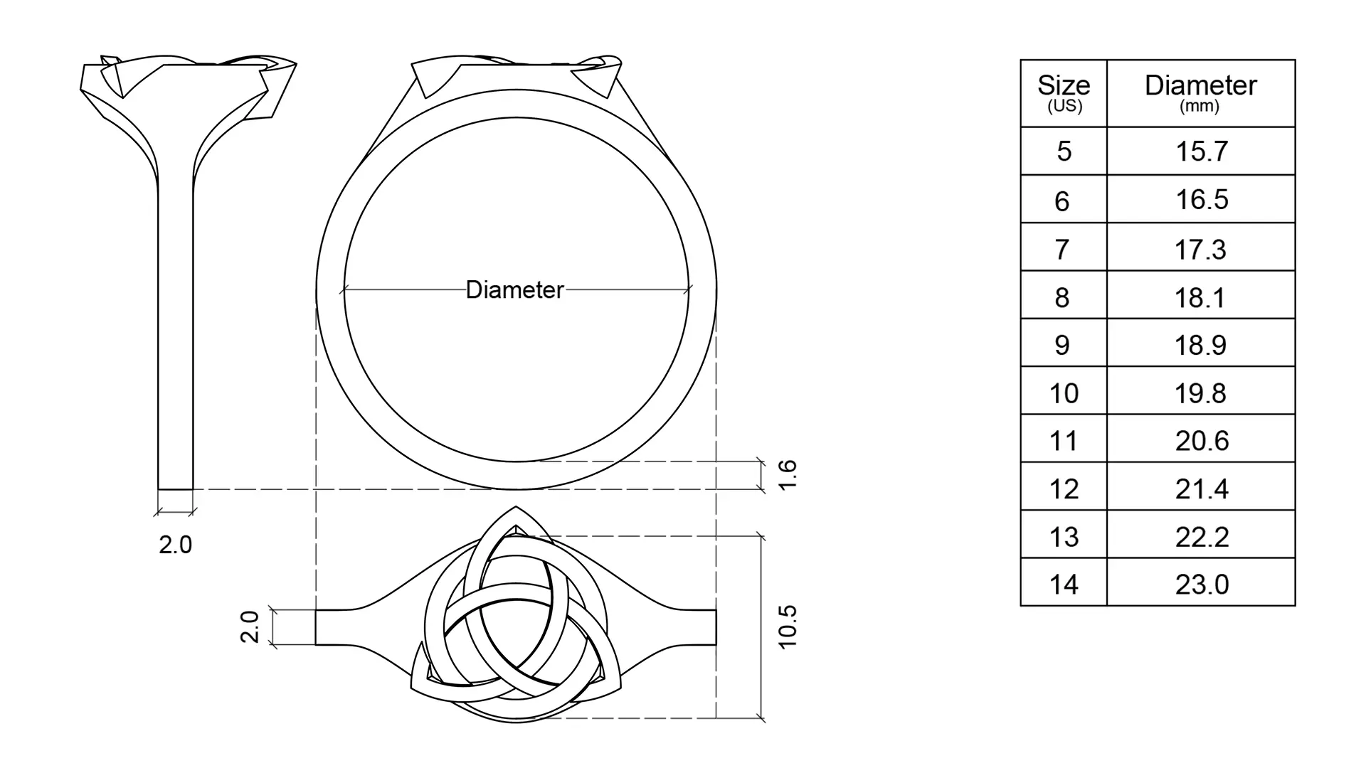 Celtic Trinity Knot Ring 3D print model_4
