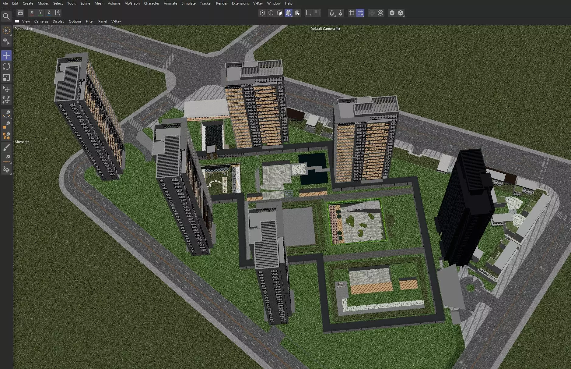 Modern Residential Towers Complex 3D model_4