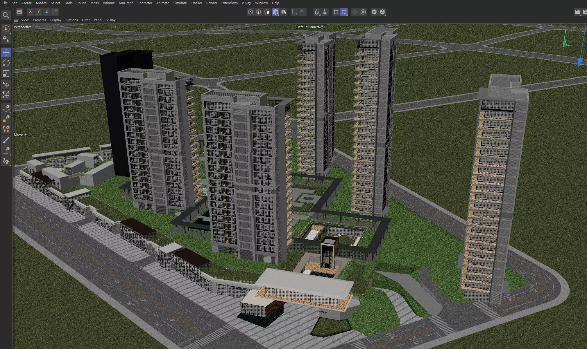 Modern Residential Towers Complex 3D model_5