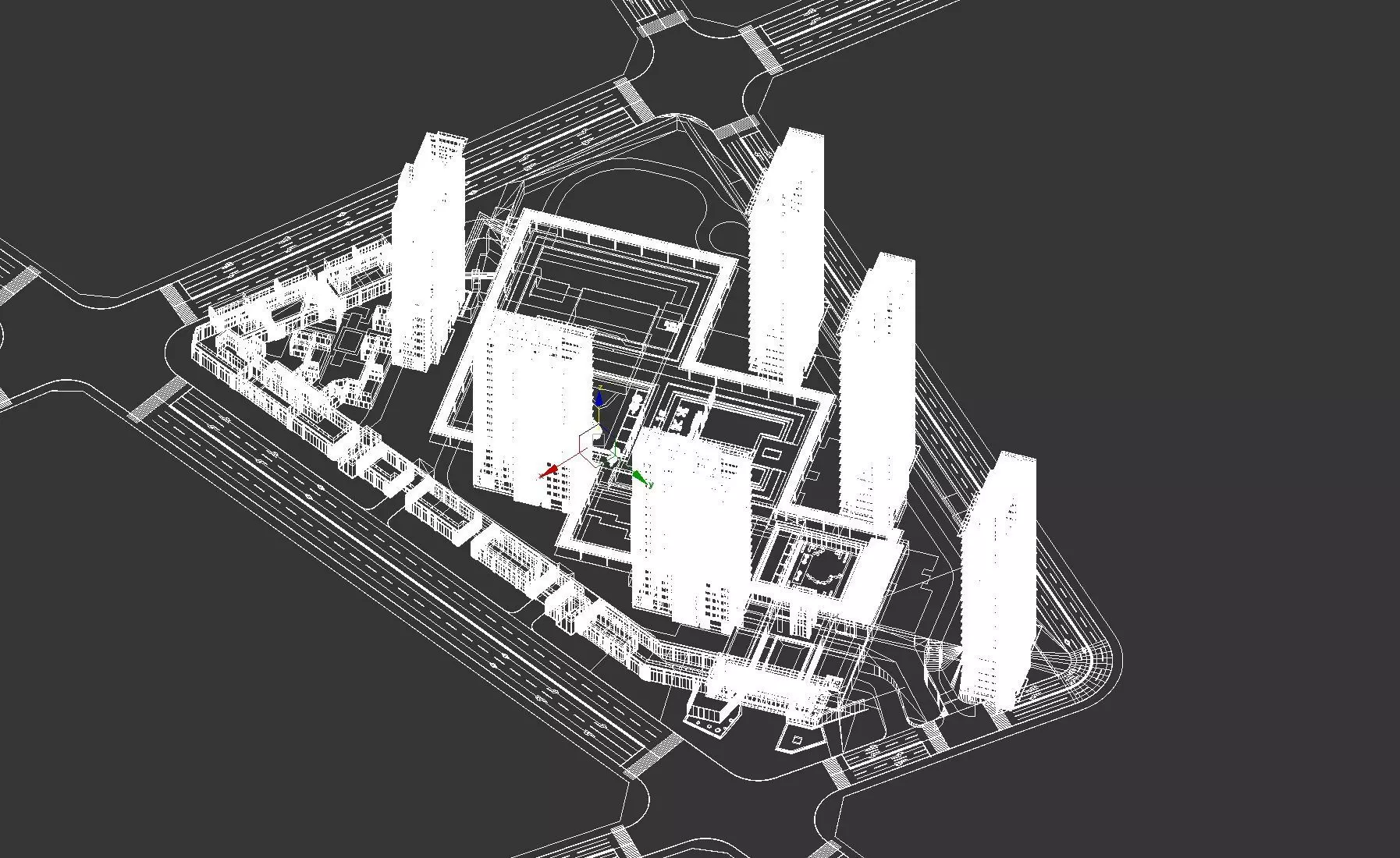 Modern Residential Towers Complex 3D model_11