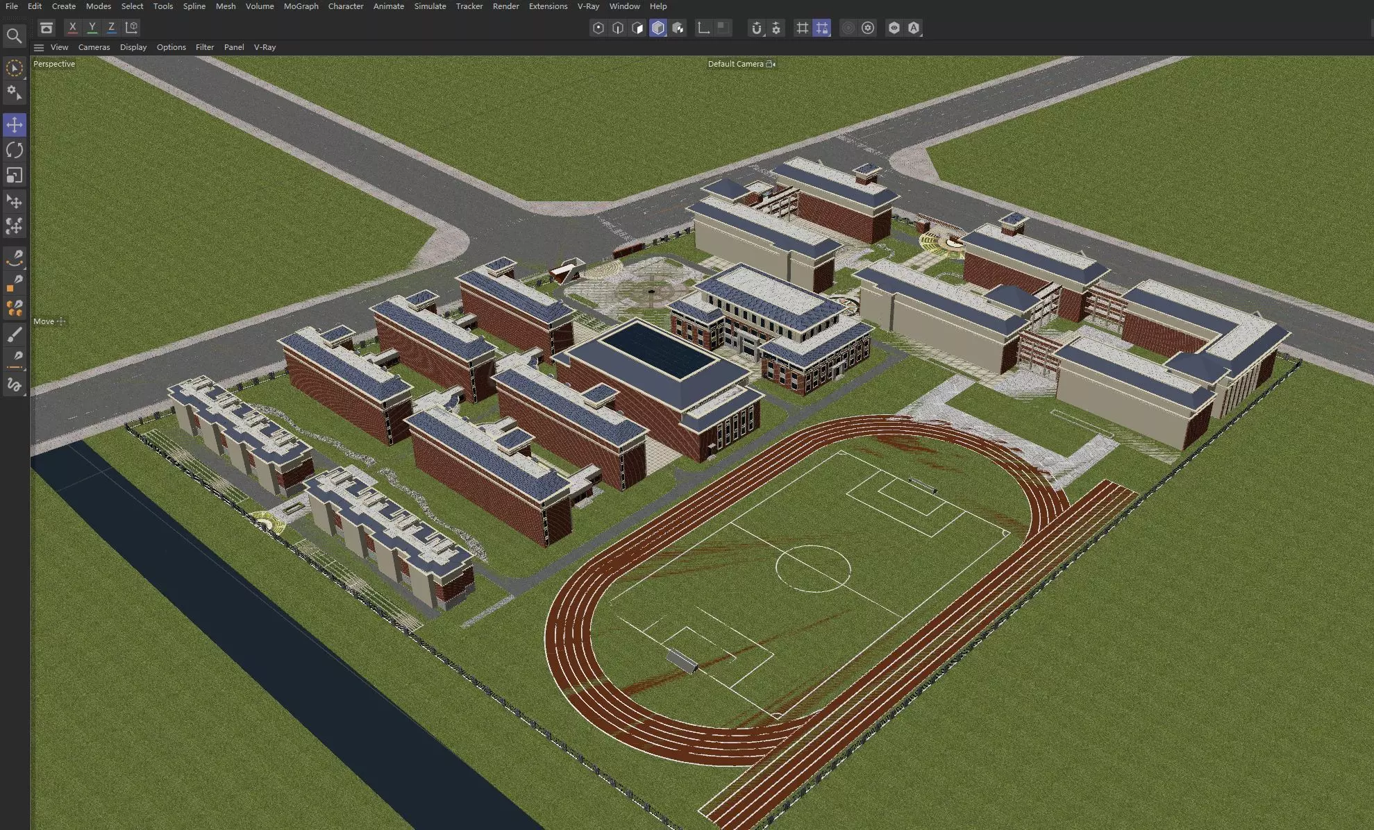 Modern School Campus 3D model_10