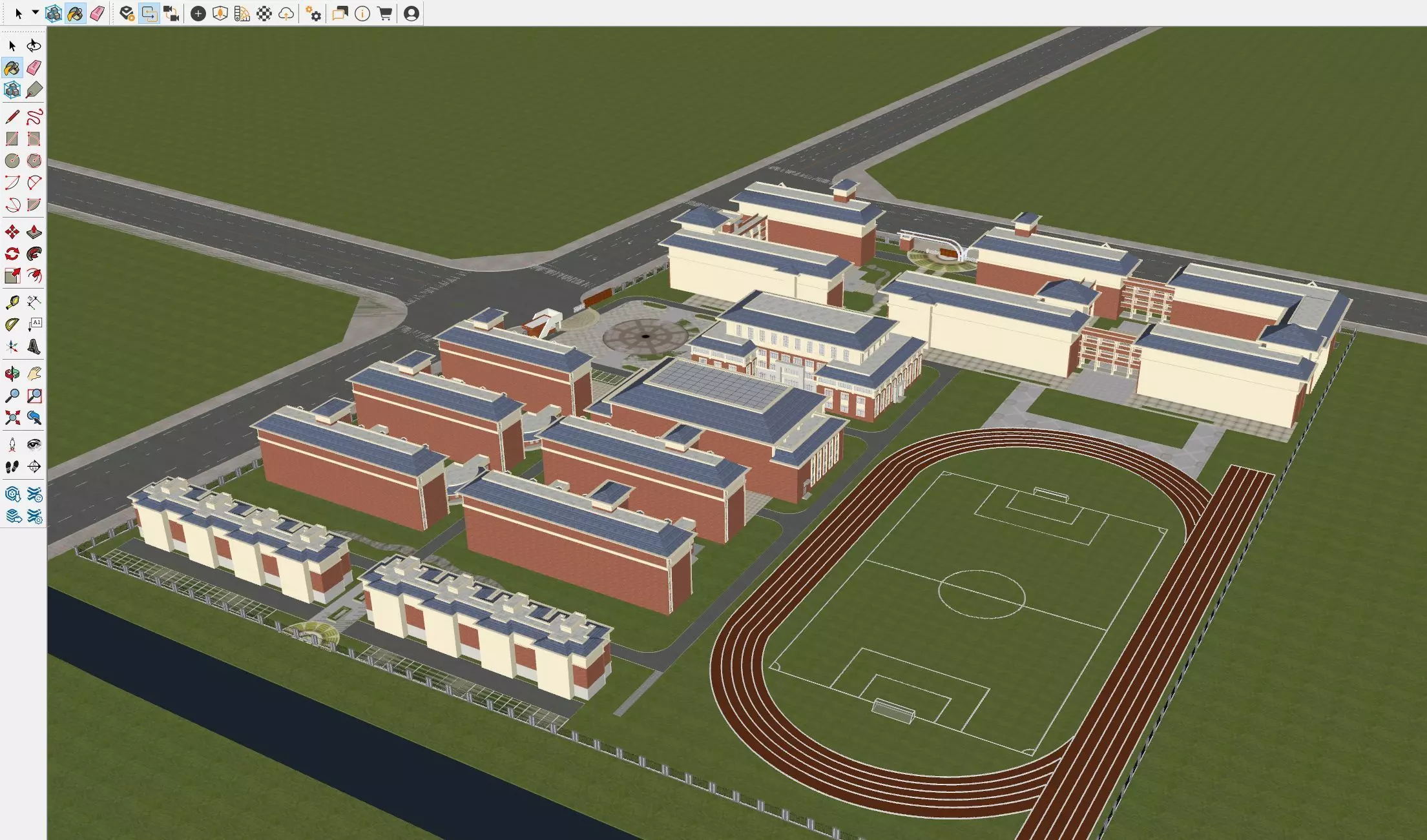 Modern School Campus 3D model_4