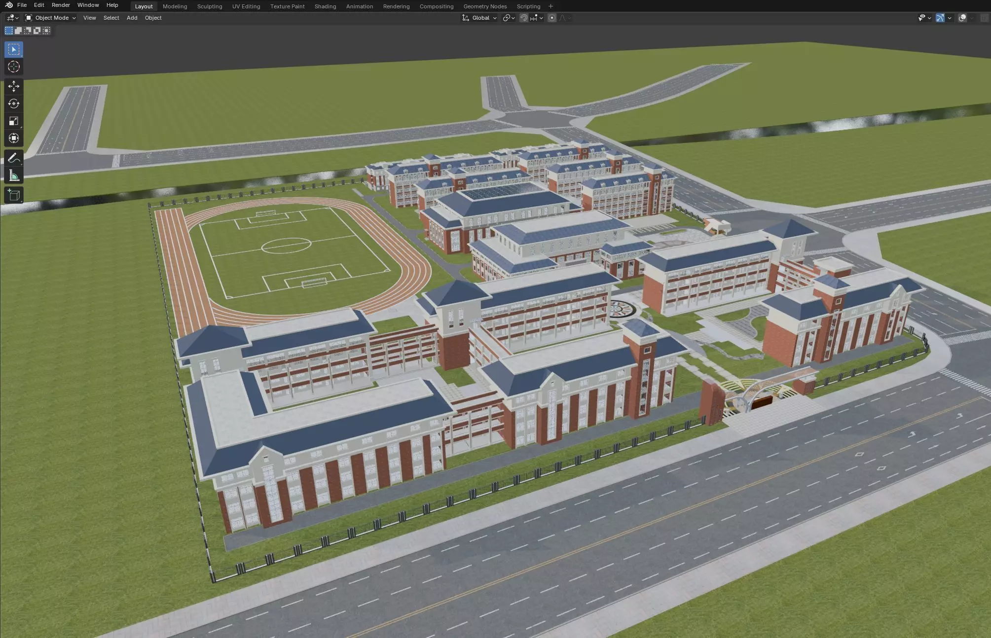 Modern School Campus 3D model_3